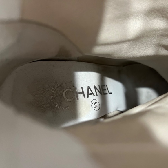 CHANEL 2020C White Leather CC Heeled Block Sock Boot sz 6/36 - Picture 11 of 16